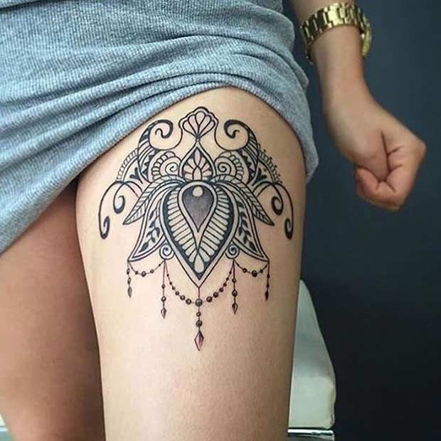 Tattoo design on thigh